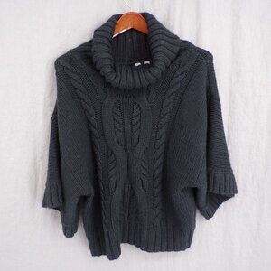 Caslon Women's Chunky Cable Knit Cowl Neck 3/4 Sleeve Sweater - size XL